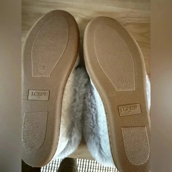 NWT • JCREW shearling lined slippers light heather grey 8 - Picture 2 of 5